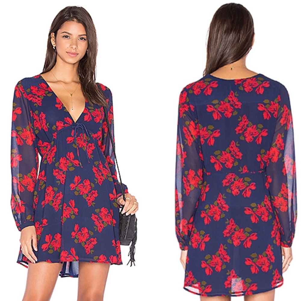 Privacy Please Willow Dress Navy Floral Revolve